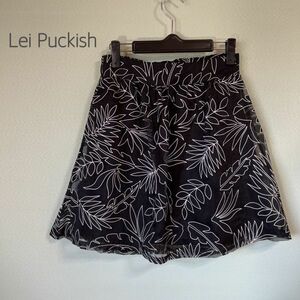 ◎Lei Puckish レイパキッシュ チュールスカート ミニスカート プリントスカート ボタニカル柄 黒 レディース Mサイズ フレアスカート