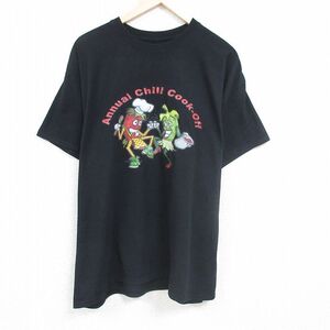 XL/古着 半袖 Tシャツ メンズ トウガラシ 大きいサイズ クルーネック 黒 ブラック 24may31 中古