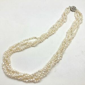 ［淡水パール5連ネックレス］m 約46.2g 約49.5cm pearl jewelry necklace ジュエリー accessory アクセサリー CE0/DA0