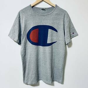 H7894gg Champion チャンピオン サイズM 半袖Tシャツ グレー メンズ プリント ロゴ 古着 シンプル おしゃれ 夏 