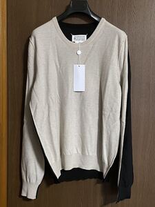 M新品61%of メゾンマルジェラ Spliced 再構築 ニット ドッキング セーター 20AW size M 46 Maison Margiela 10 メンズ アイボリー ブラック