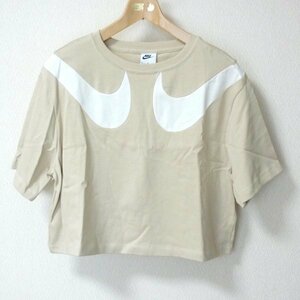 新品未使用送料無料M★ナイキ NIKE ベージュ スウッシュTシャツ/ショート丈/オーバーサイズ/DR6202-206