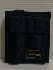 ☆未使用 PORTER ポーター TANKER タンカー 吉田カバン POCKET WALLET ウォレット 財布 アイアンブルー