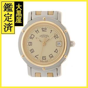 HERMES エルメス クリッパー CL4.220 GP/SS アイボリー クォーツ 【460】2148103706912