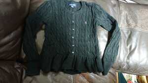美品！ラルフローレン☆綿100%、ケーブル編み、フリル付きガーデン、サイズ120、黒