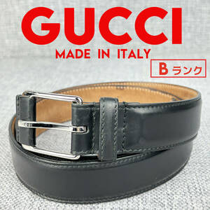 GUCCI グッチ★メンズベルト 85cm カーフレザー 本革 黒 イタリア製 406578