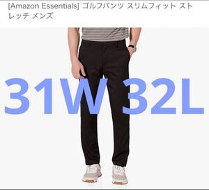 ふ28 Amazon Essentials ゴルフパンツ スリムフィット ストレッチ メンズ 31W 32L ブラック