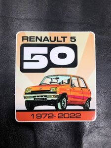 ルノー 5 誕生 50周年記念 ステッカー 1972年－2022年 RENAULT5 50ans グリルバッジ クラシックカー レトロカー ラリー レース (Rena89i