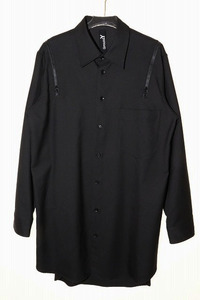 グラウンドワイ ヨウジヤマモト GroundY GABERDINE ZIPPER SHIRT 3 GC-B05-100 ギャバジン ジッパー シャツ 長袖 ブラック 【ブランド古着