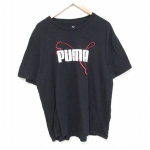 XL/古着 プーマ puma 半袖 ブランド Tシャツ メンズ ビックロゴ 大きいサイズ コットン クルーネック 黒 ブラック 23aug19