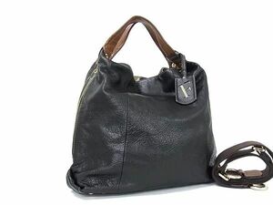 1円 ■美品■ FURLA フルラ エリザベス レザー 2WAY クロスボディ ショルダーバッグ ハンドバッグ 斜め掛け レディース ブラック系 FE3992