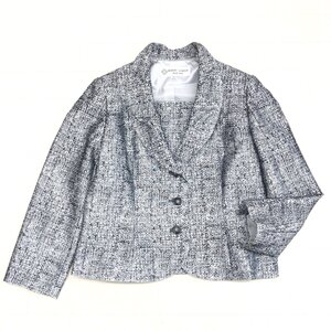 ●美品 HARDY AMIES Black Label ハーディエイミス 総柄 セレモニージャケット 13(XL) グレー系 羽織り フォーマル LL 2L ゆったり 大きい