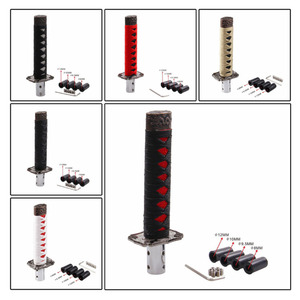 【シフトノブに取付】刀シフトノブ 日本刀 和風 ギア シフト レバー 延長 車 合金と木製ロングタイプ 　アダプタ付き