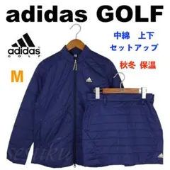 【M】秋冬 アディダス GOLF 保温 中綿セットアップ ジャケット&スカート紺