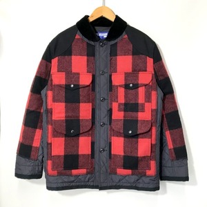 COMME des GARCONS JUNYA WATANABE MAN ウール エステル バッファローチェック JKT Sサイズ レッド系 ジュンヤワタナベ アウター A3608◆