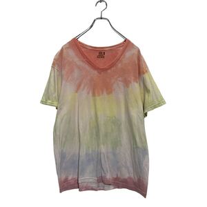 FRUIT OF THE LOOM 半袖 タイダイTシャツ L オレンジ イエロー フルーツオブザルーム Vネック 古着卸 アメリカ仕入 a605-6152