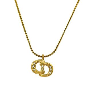 クリスチャン ディオール ネックレス ゴールド ロゴ GP ストーン 中古 Christian Dior ジュエリー