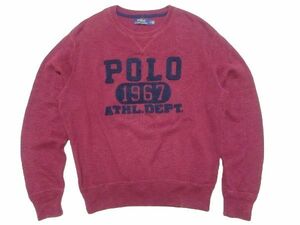 ★ポロラルフローレン★ロゴワッペンコットンニットM/ワインPOLO RALPH LAUREN長袖シャツスウェットシャツトレーナーセーターRRL1967