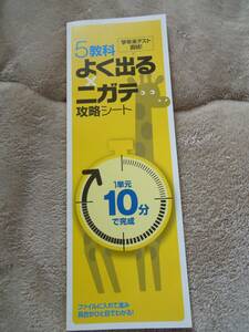 ★☆★未使用【進研ゼミ/中学講座】よく出る ニガテ攻略シート/英数国理社＜中1＞★☆★