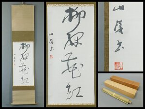 大平山濤 柳緑花紅 書作品 紙本 軸装 掛軸 専用木箱 二重紙箱 師 金子鷗亭 書家 日展参与 文化功労者 OK5927