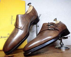 【未使用/純正ツリー付】英国製 JOHN LOBB/ジョンロブ プレステージ チャペル 8000Last ダブルモンクストラップ 51/2E 24cm相応 送料無料