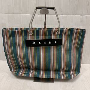 MARNI マルニ マーケット メッシュ トートバッグ ストライプ マルチグリーン