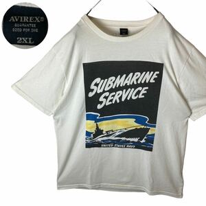 グッドデザイン古着！AVIREXアヴィレックスサブマリン潜水艦ビッグプリントTシャツ