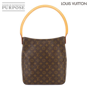 新品同様 ルイ ヴィトン LOUIS VUITTON モノグラム ルーピング GM ショルダー バッグ ブラウン M51145 ゴールド 金具 90262794