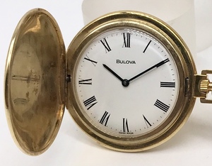 蘇や(PKY45)　1円スタート！ 時計　懐中時計　BULOVA ブローバ　ゴールド　クオーツ　稼働　中古品　コンパクトサイズ