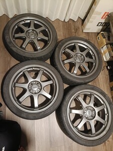 無限GP ホイール 18インチ 7.5J +55 FN2 FD2 MUGEN 絶版 4本 タイヤ付き