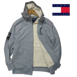 1円〜 美品 (M) TOMMY HILFIGER トミーヒルフィガー 裏ボア ジップパーカー