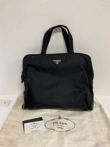 営HM077-100◆ PRADA プラダ B8493 ナイロン テスート ブラック ハンドバッグ トートバッグ （現状品）