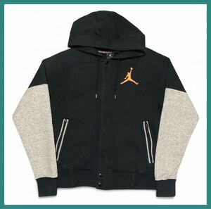 2804◆NIKE JORDAN ナイキ ジョーダン◆ジャンプマン刺繍 バーシティ フーディ スウェット パーカー ジャケット ネイビー×グレー M