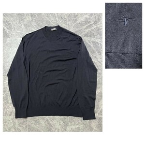 DIOR HOMME MEN Bee Knit ディオール オム メン クリスヴァンアッシュ キムジョーンズ ビー 刺繍 ウール ニット セーター L 紺 ネイビー