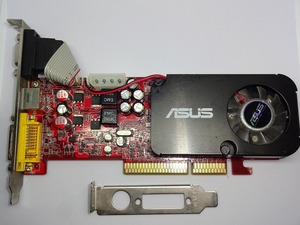 ASUS AH3450/HTP/256M RADEON HD3450搭載 D-SUB/DVI/TV-OUT AGP接続 ロープロファイル対応 中古動作品 