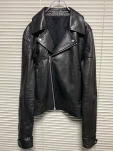 新品《 Rick Owens 》DRACUBIKER LEATHER JACKET 48 BLACK リックオウエンス レザージャケット ライダース ダブル ブラック 革ジャン