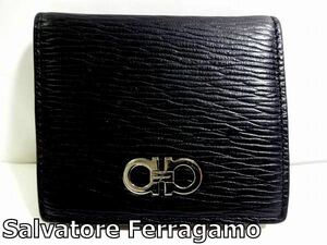 X4K050◆本物◆ サルヴァトーレフェラガモ Salvatore Ferragamo 本革レザー ブラック&レッド コインケース 財布