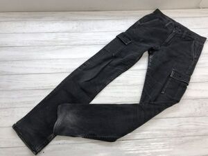 GL HEART JEANS ビッグジョン BIG JHON メンズ ネオグランジ ネオお兄系 Y2K 00s スリム ストレッチ ブラックデニム カーゴ パンツ 28 黒