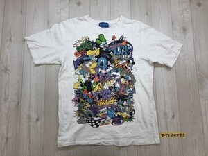 東京 DISNEY RESORT ディズニー レディース 綿 キャラクターカラフルプリント 半袖Tシャツ 綿 S 白カラフル