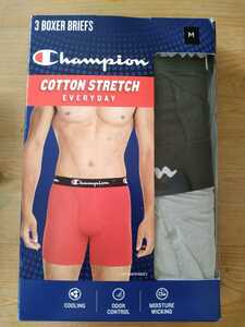 送料230円 champion ボクサーブリーフ　Mサイズ　3枚組　cotton stretch ロングボクサー　ブラック　ヘザーグレー　チャンピオン