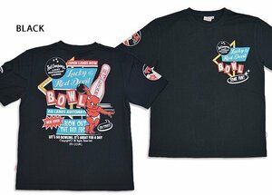 ラッキーボール半袖Tシャツ ◆TEDMAN/テッドマン ブラックＭサイズ（サイズ40） TDSS-553 エフ商会 アメカジ ボウリング 赤鬼 efu