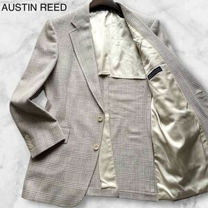 美品/定価18万超【英国王室御用達】オースチンリード AUSTIN REED 最高級立体艶ツイード テーラードジャケット チェック アイボリー系 L位