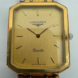 ★1円スタート★LONGINES ロンジン 2針 メンズ 腕時計 240 SWISS 6612 クォーツ 不動 ゴールド文字盤 ベルト純正 コンビカラー 中古品