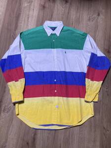 90年代　ラルフローレン マルチカラーボタンダウン 長袖シャツ ボタンダウンシャツ 90s polo ralph lauren sport vintage