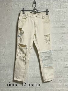 72　ZARA TRAFALUC　ザラトラファルック　ダメージデニムパンツ　ジーンズ　Gパン　レディース　size34