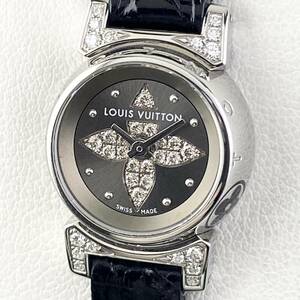 【1円箱付】LOUIS VUITTON ルイ ヴィトン 腕時計 レディース タンブール ビジュ Q151K グレー系文字盤 プッシュ式 可動品