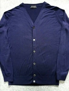 【美品】JOHN SMEDLEY ジョンスメドレー 30G メリノウール ニット カーディガン PURPLE パープル