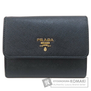 PRADA プラダ 1M1442 ロゴ金具 サフィアーノ カードケース レザー レディース 中古