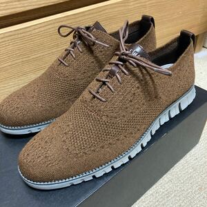 新品未使用！COLE HAAN/コールハーン ZEROGRAND ST WOOL OXゼログランド スティッチライトスニーカー US12M ウイングチップ 茶色 29.5cm