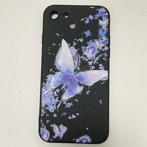 新品 iphoneケース 7/8/SE2.3用 きれいな蝶々のスマホケース 幻想的 ブルー ブラック 夢の世界 幻夢　紫　シリコンケース　蝶
